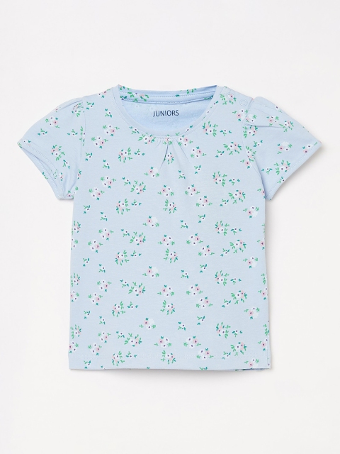 

Juniors by Lifestyle Blue Floral Printed Pure Cotton Regular Top