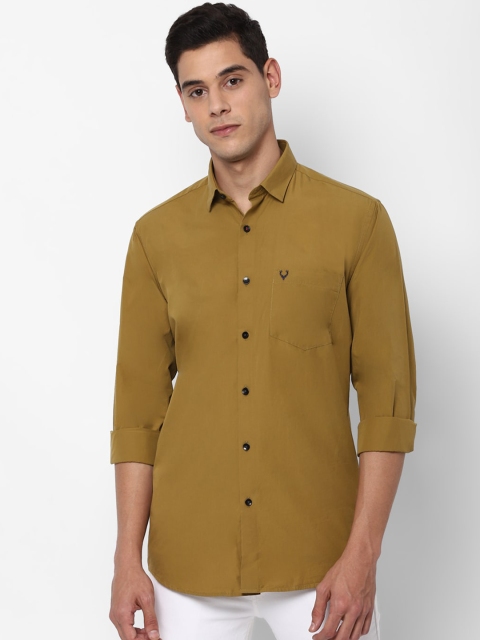 

Allen Solly Men Khaki Brown Slim Fit Solid Pure Cotton Casual Shirt