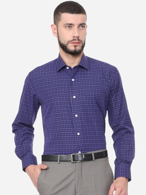 

Luxure by Louis Philippe Men Blue Regular Fit Checked Pure Cotton Formal Shirt