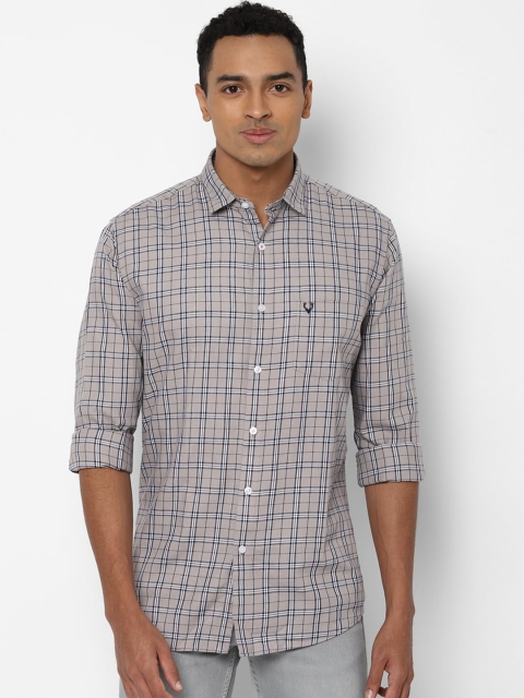 

Allen Solly Men Grey & Black Slim Fit Checked Pure Cotton Casual Shirt