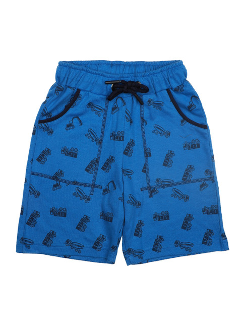 

Stupid Cupid Boys Blue & Black Printed Regular Fit Regular Shorts