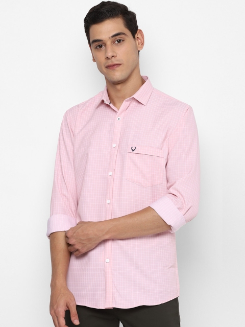 

Allen Solly Men Pink & White Slim Fit Checked Casual Shirt