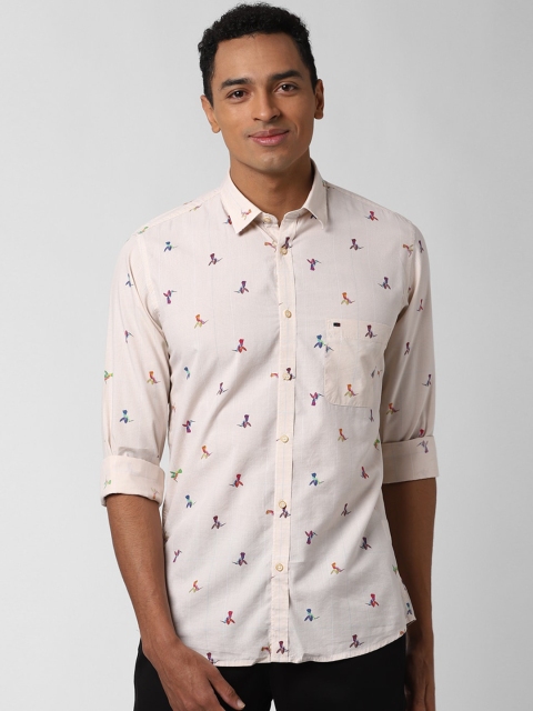 

Peter England Casuals Men Beige Slim Fit Printed Casual Shirt