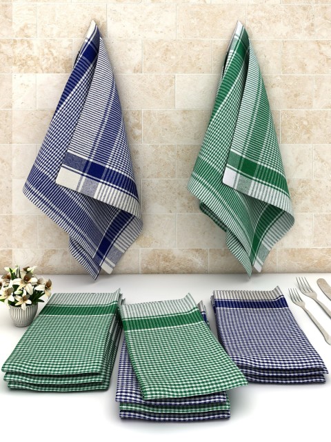 

Athom Trendz Pack Of 12 Multicolored Checked Cotton Cleaning Cloth, Green