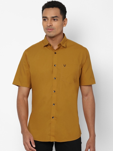 

Allen Solly Men Mustard Yellow Slim Fit Solid Pure Cotton Casual Shirt