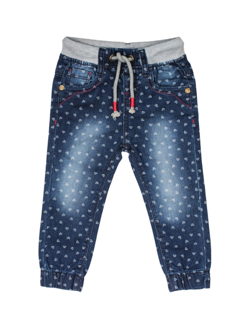 

Lil Lollipop Girls Navy Blue Pure Cotton Heart Print Regular Fit Joggers