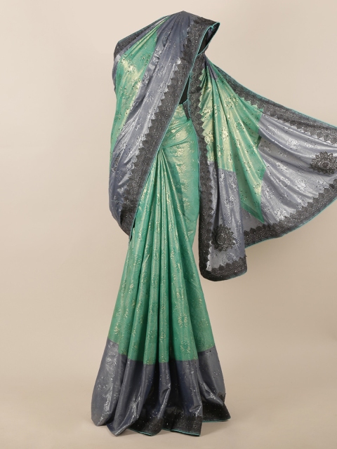 

Pothys Green & Grey Woven Design & Embellished Saree