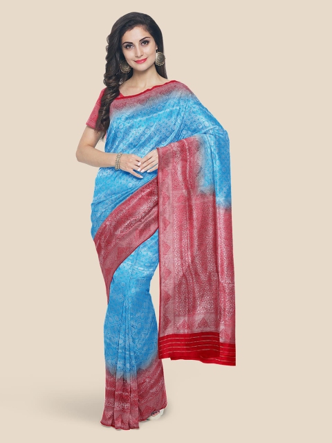 

KLM Fashion Mall Blue & Silver Zari Woven Design Banarasi Saree