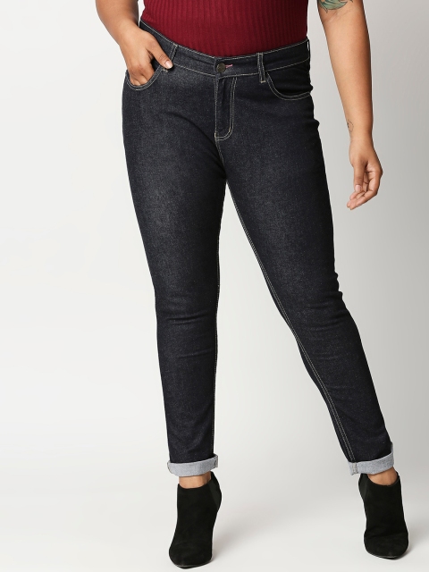 

ZUSH Women Plus Size Black Regular Fit Mid-Rise Clean Look Jeans