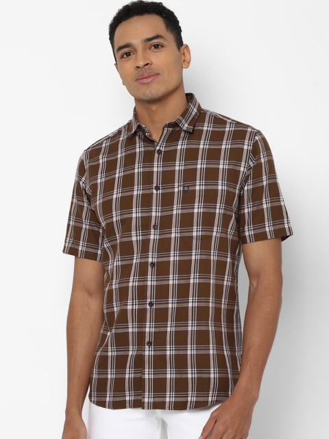 

Allen Solly Men Brown & White Slim Fit Checked Casual Shirt