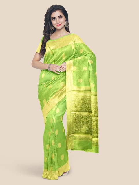

KLM Fashion Mall Green & Golden Woven Design Banarasi Saree