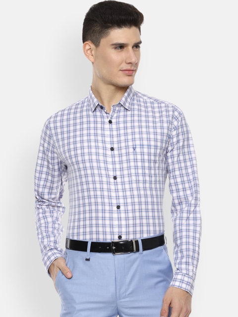 

Van Heusen Sport Men White & Blue Slim Fit Checked Formal Shirt