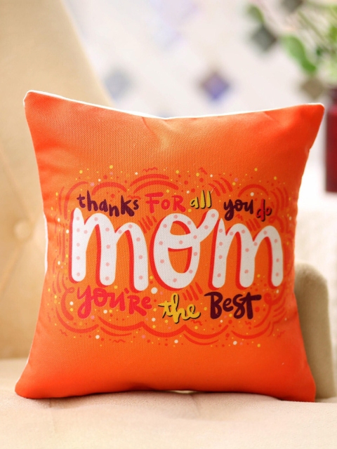 

Ferns N Petals Orange & White Thanks for All You Do Mom Printed Cushion