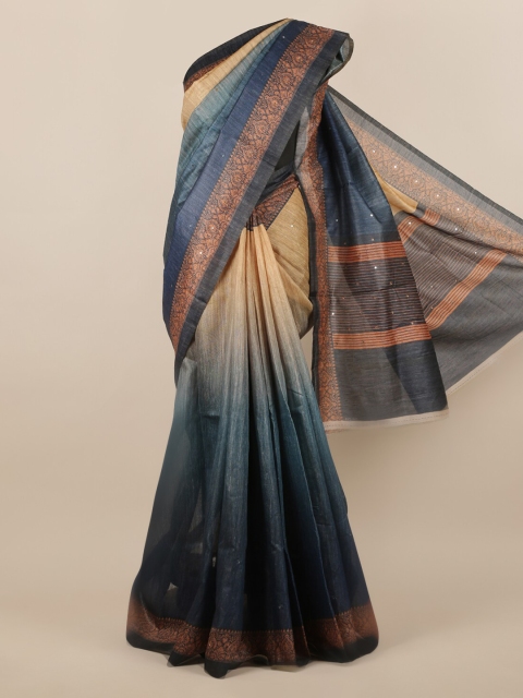 

Pothys Navy Blue & Beige Dyed Saree