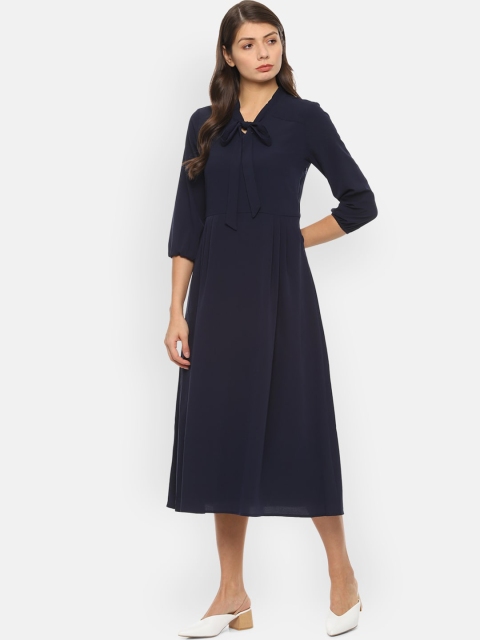 

Van Heusen Woman Navy Blue Solid A-Line Dress
