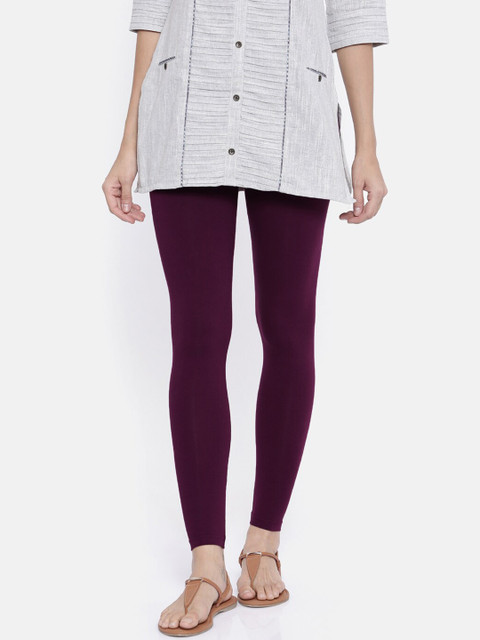 

Bitz Women Purple Solid Organic Cotton Ankle-Length Leggings