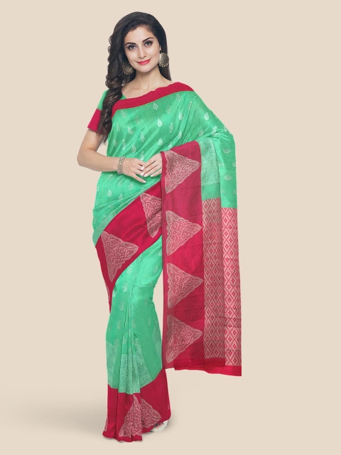 

KLM Fashion Mall Sea Green Zari Woven Design Chanderi Saree