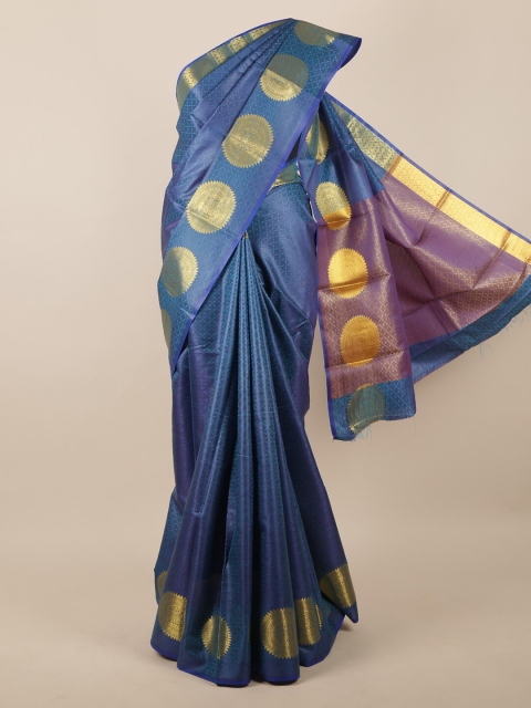 

Pothys Blue Printed Jute Silk Saree