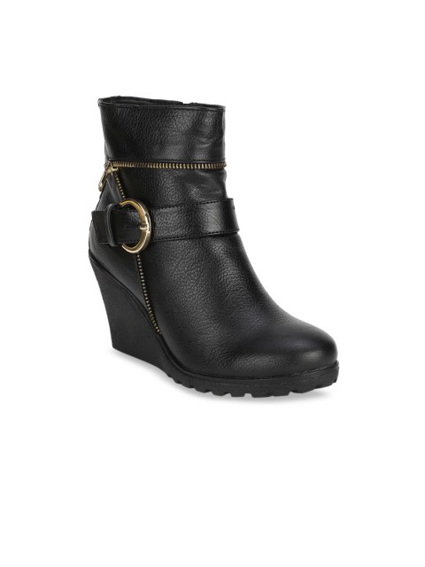 

Bruno Manetti Women Black Solid Heeled Boots