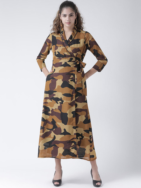 

Texco Women Brown & Beige Printed Wrap Dress