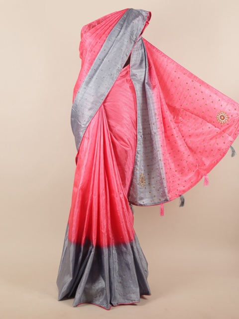 

Pothys Pink Striped Jute Silk Saree