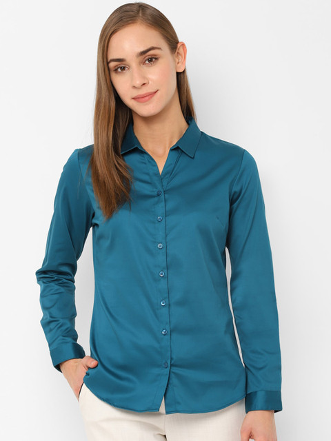 

Allen Solly Woman Teal Blue Regular Fit Solid Formal Shirt