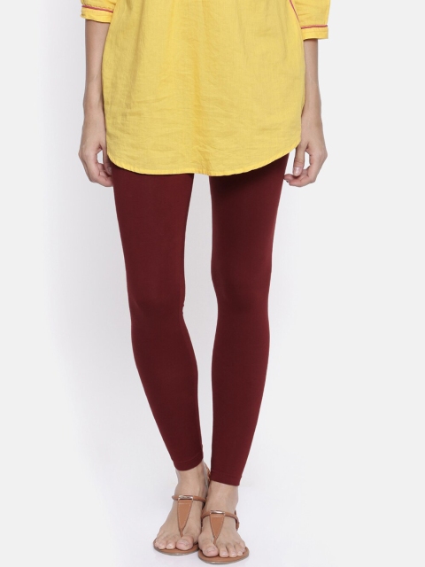 

Bitz Women Maroon Solid Organic Cotton Ankle-Length Leggings