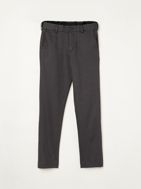 

Fame Forever by Lifestyle Boys Charcoal Grey Slim Fit Solid Cotton Regular Trousers
