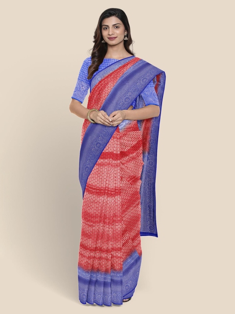 

KLM Fashion Mall Red & White Zari Woven Design Banarasi Saree