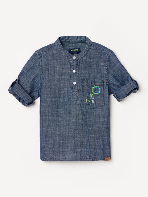 

Juniors by Lifestyle Boys Navy Blue Regular Fit Solid Casual Shirt