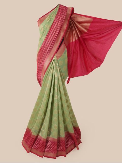 

Pothys Green & Red Pure Silk Woven Design Banarasi Saree