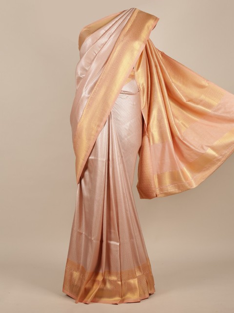 

Pothys Peach-Coloured Solid Jute Silk Saree