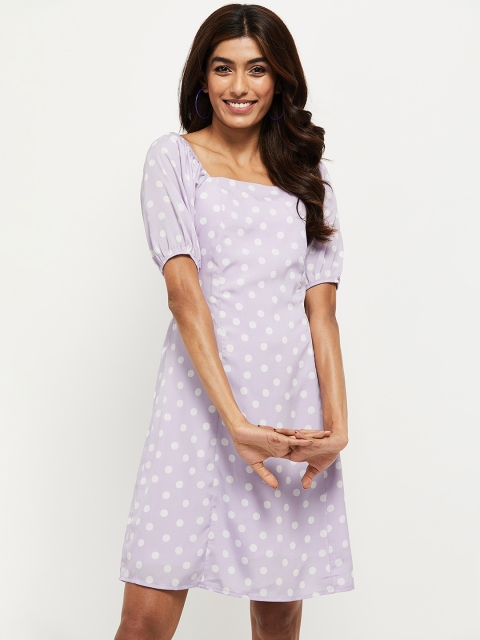 

max Women Lavender Printed A-Line Dress