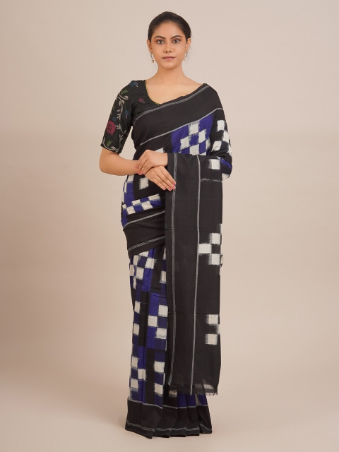

Pothys Black & Blue Pure Cotton Printed Sambalpuri Saree