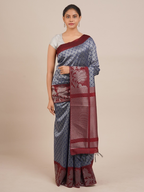 

Pothys Navy Blue & Maroon Silk Cotton Woven Design Saree
