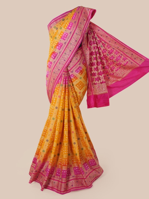 

Pothys Yellow Pure Silk Woven Design Bandhani Saree