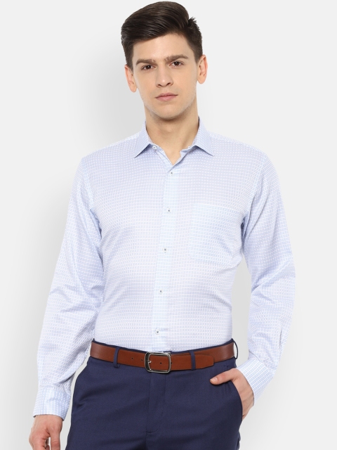 

Van Heusen Men Blue & White Regular Fit Checked Formal Shirt