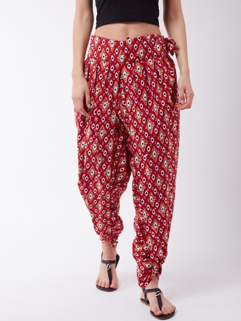 

InWeave Women Red Printed Cotton Patola Dhoti