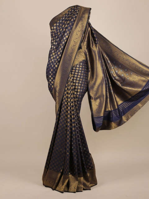 

Pothys Navy Blue Woven Design Jute Silk Saree