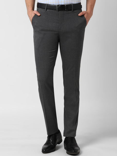

Peter England Men Grey Slim Fit Solid Formal Trousers