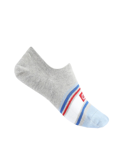 Ajile by Pantaloons Men Grey & Blue Striped Ankle Length Socks, Grey melange