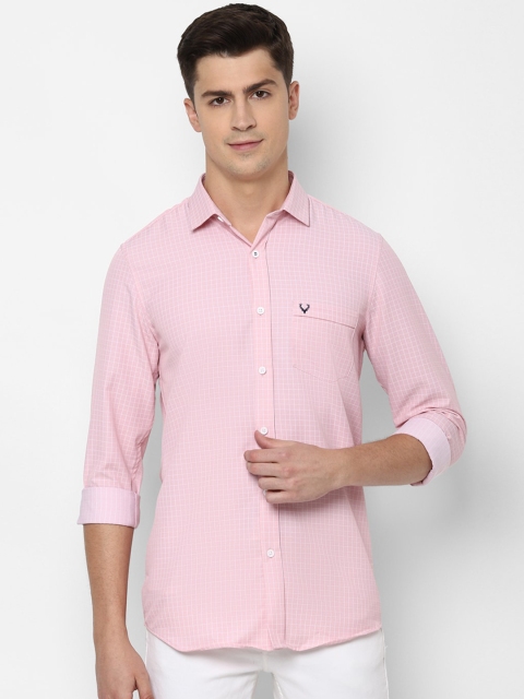 

Allen Solly Men Pink & White Slim Fit Checked Casual Shirt