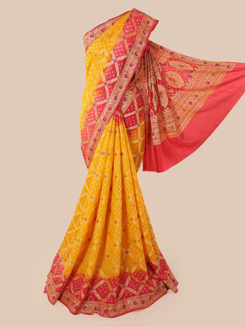 

Pothys Yellow Pure Silk Woven Design Bandhani Saree
