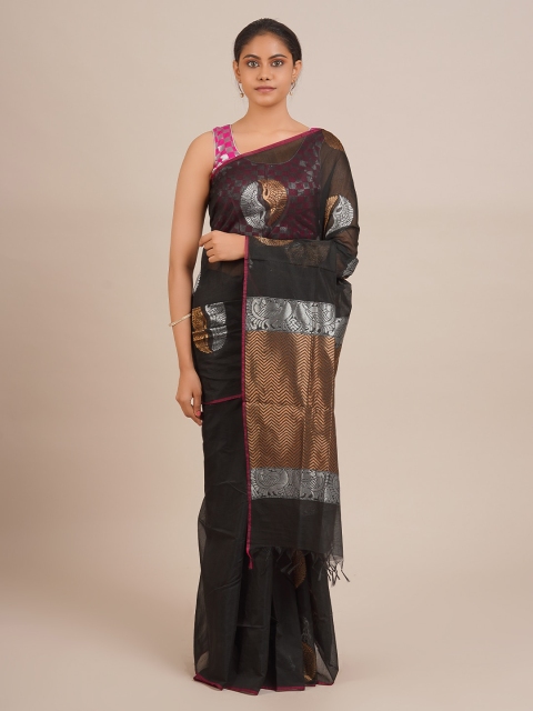 Pothys Black Woven Design Silk Cotton Saree