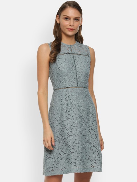 

Van Heusen Woman Grey Self Design Sheath Dress
