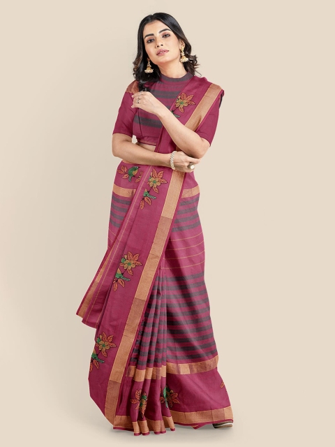 

Kalamandir Pink Embroidered Saree