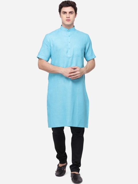 

Modi Kurta Plus Size Men Turquoise Blue Kurta