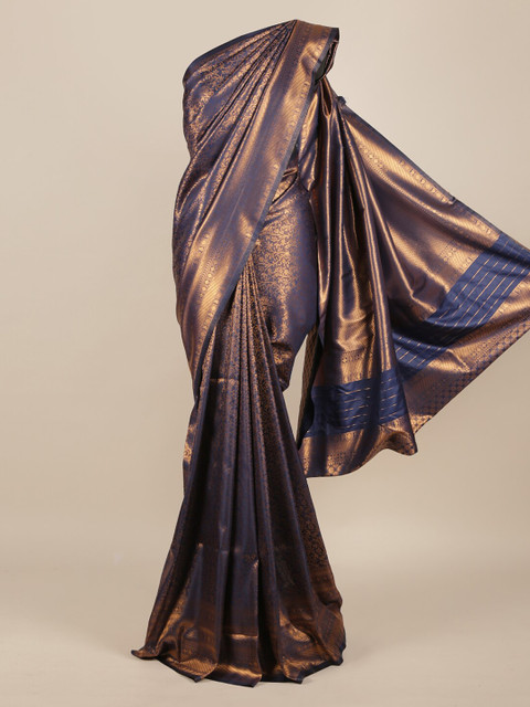 

Pothys Navy Blue Woven Design Jute Silk Saree