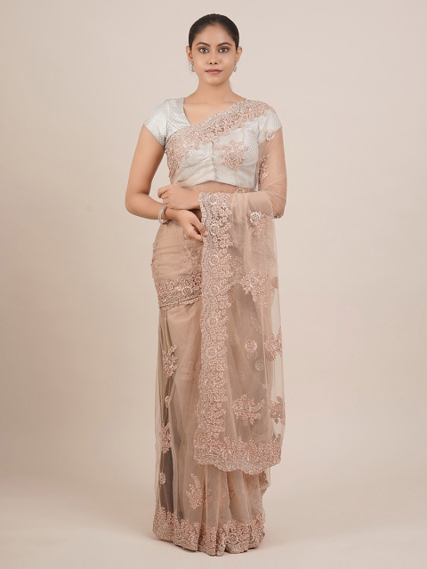 

Pothys Beige Embroidered Net Saree