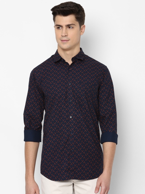 

Allen Solly Men Navy Blue & Maroon Slim Fit Printed Casual Shirt